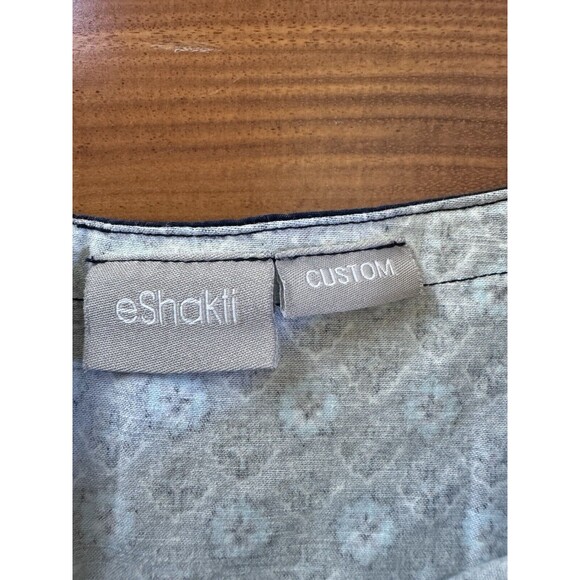 Eshakti Dress Custom Blue Floral Fit Flare Boat Neck Cotton Sundress Bohemian - Picture 3 of 10